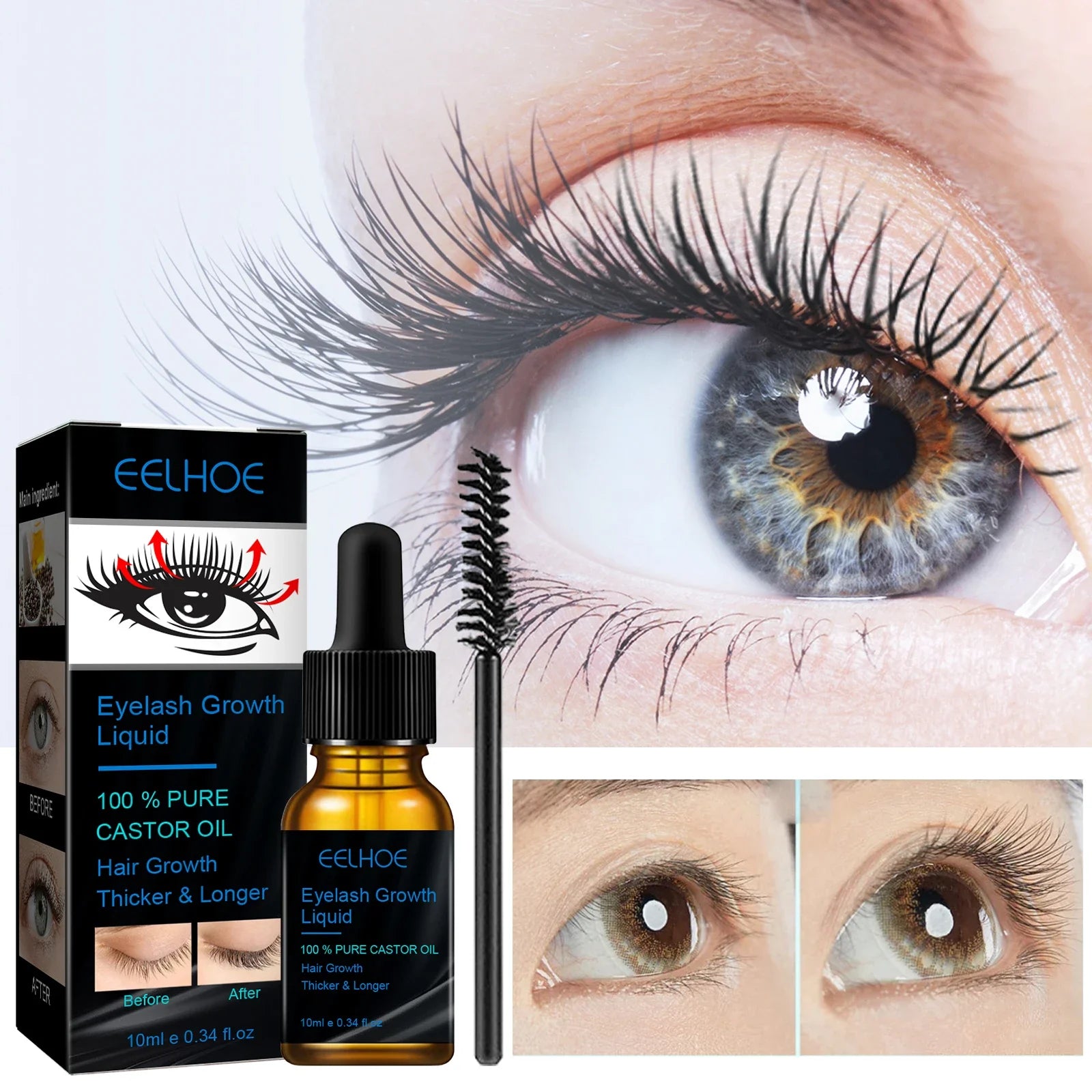 Eyebrows Natural Thick Slender Curl Curl Moist Natural Castor Oil Growth Liquid Serum Extension Eyelash Female Makeup Product