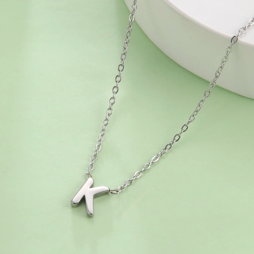 Cazador Minimalist Initial A-Z Letter Necklace for Women Alphabet Stainless Steel Choker Chains Jewelry Birthday Gift Wholesale