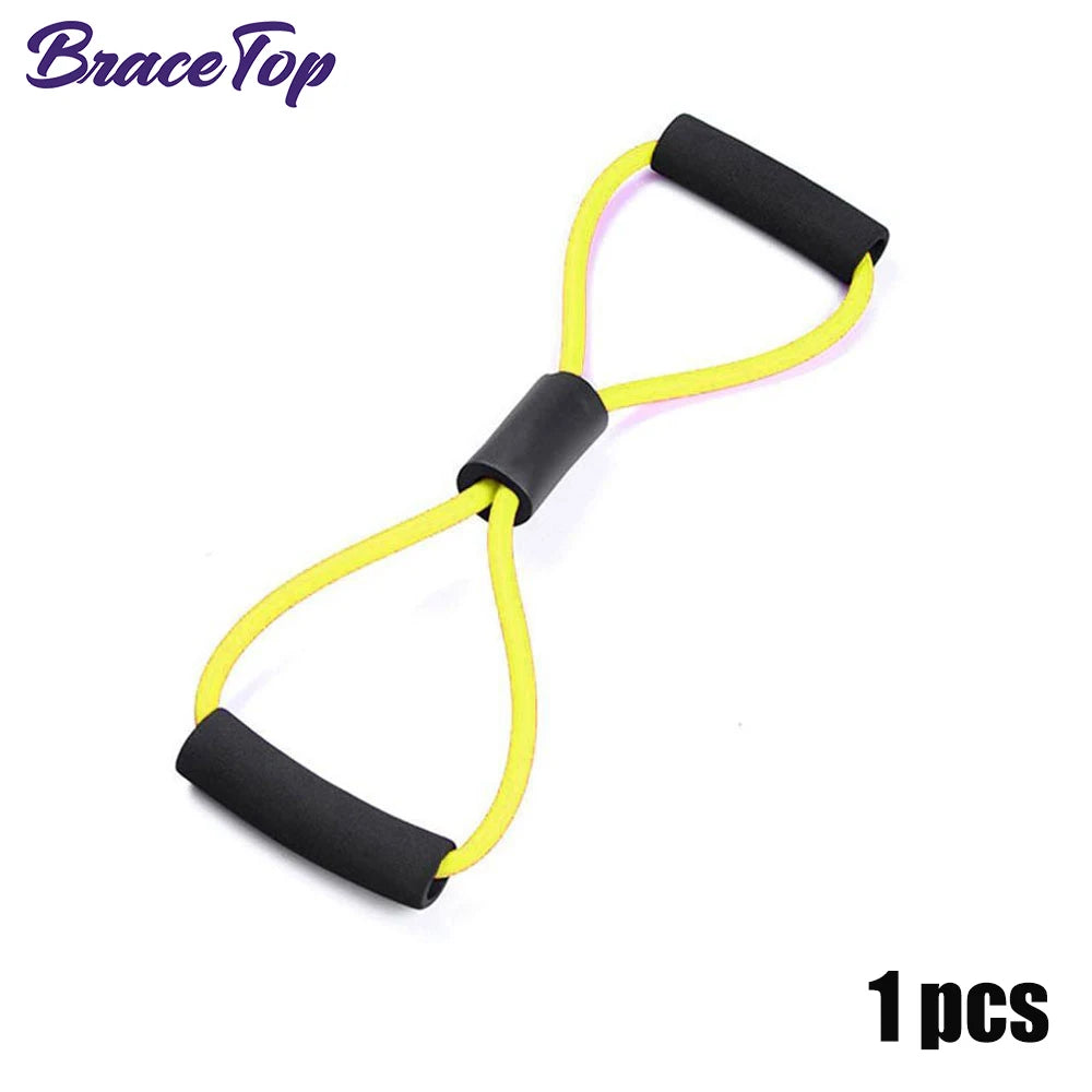 BraceTop Yoga Gym Fitness Resistance 8 Word Chest Expander Rope Workout Muscle Trainning Rubber Elastic Bands for Sport Exercise