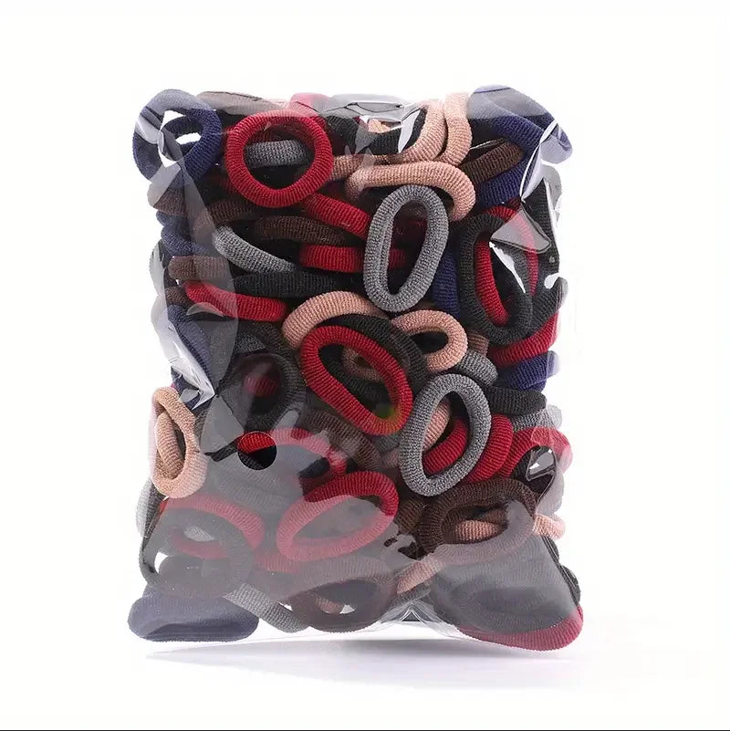 100PCS Colorful Basic Nylon Ealstic Hair Ties for Girls Children Ponytail Hold Scrunchie Rubber Band Kids Basic Hair Accessories