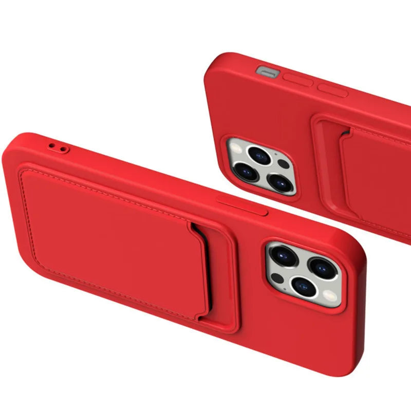 Phone Case For IPhone 16 Pro Max Case IPhone 12 Mini TPU Frosted Soft Protective Cover iPhone 14 Card Pocket 15 Plus