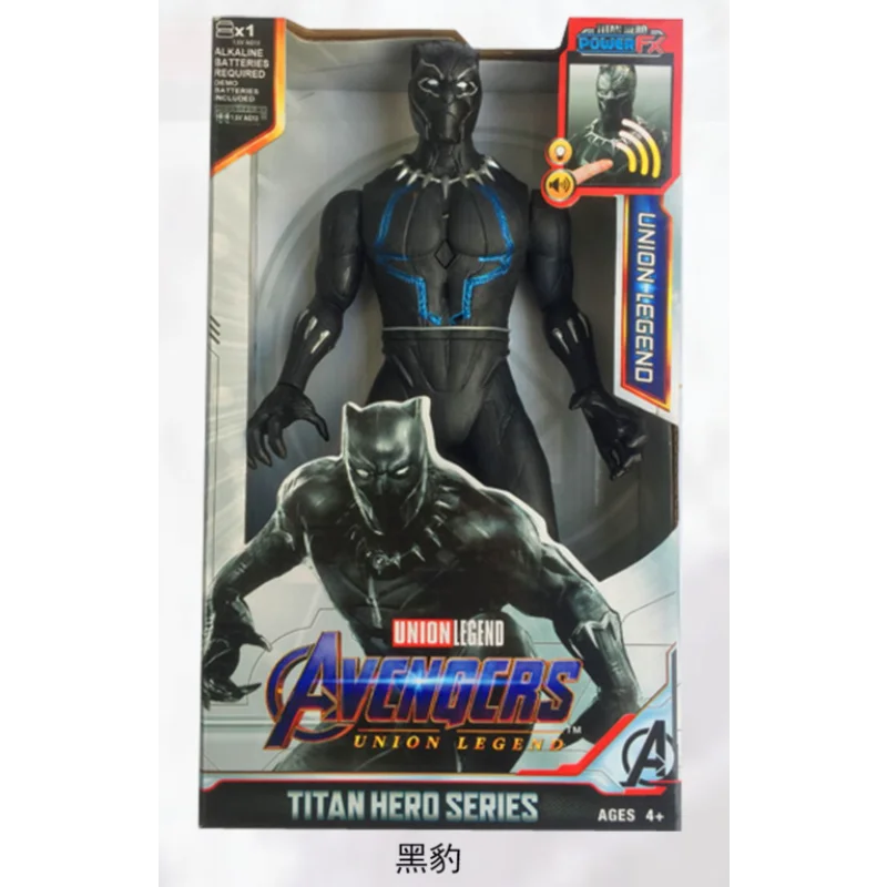 30cm Marvel Avengers Toy Thanos Hulk Spiderman Captain America Iron Man Thor Black Panther with Sound and Light Action Toy Gift