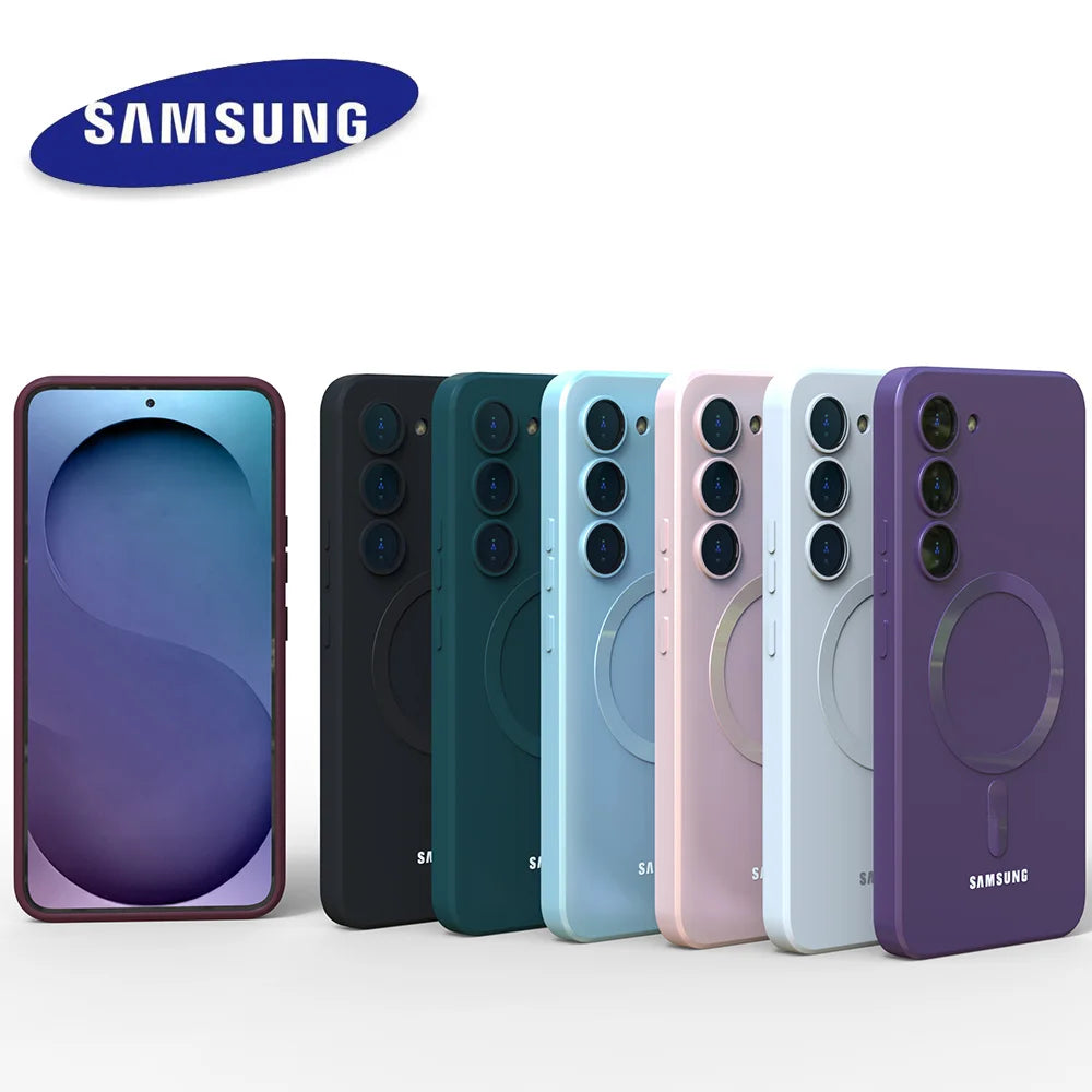 For Samsung Galaxy S25 FE Magsafe Case S25 S24 S23 S22 S21 Ultra Plus FE A17 A56 A36 A16 A55 A54 Soft Silicone Phone Back Cover