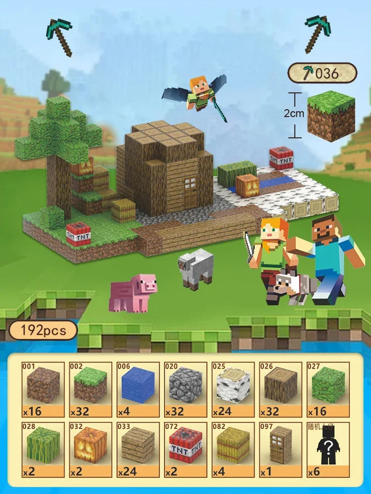 Magnetic Building Blocks Mine World Magnet Cube Set for Boy Girl Kid Age 3+ DIY Model Children Stem STEM Sensory Toy Gift