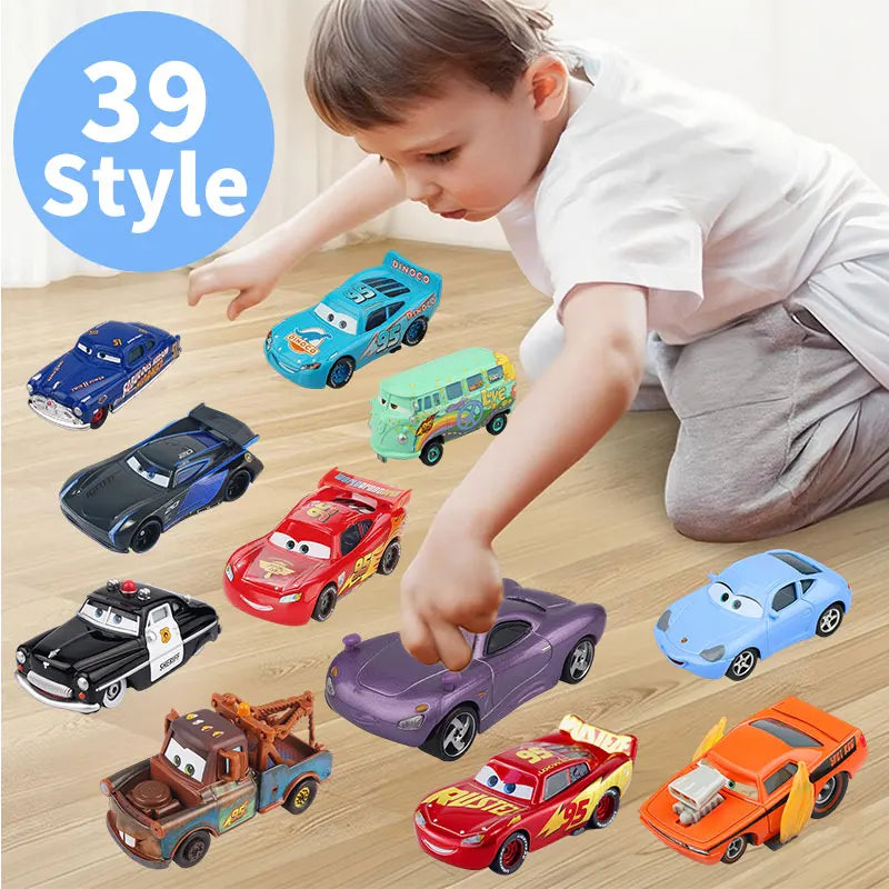 Mini Cars Disney Pixar Cars Toys Lightning McQueen Jackson Storm The King Mater 1:55 Diecast Metal Alloy Model Toys Kids Gifts