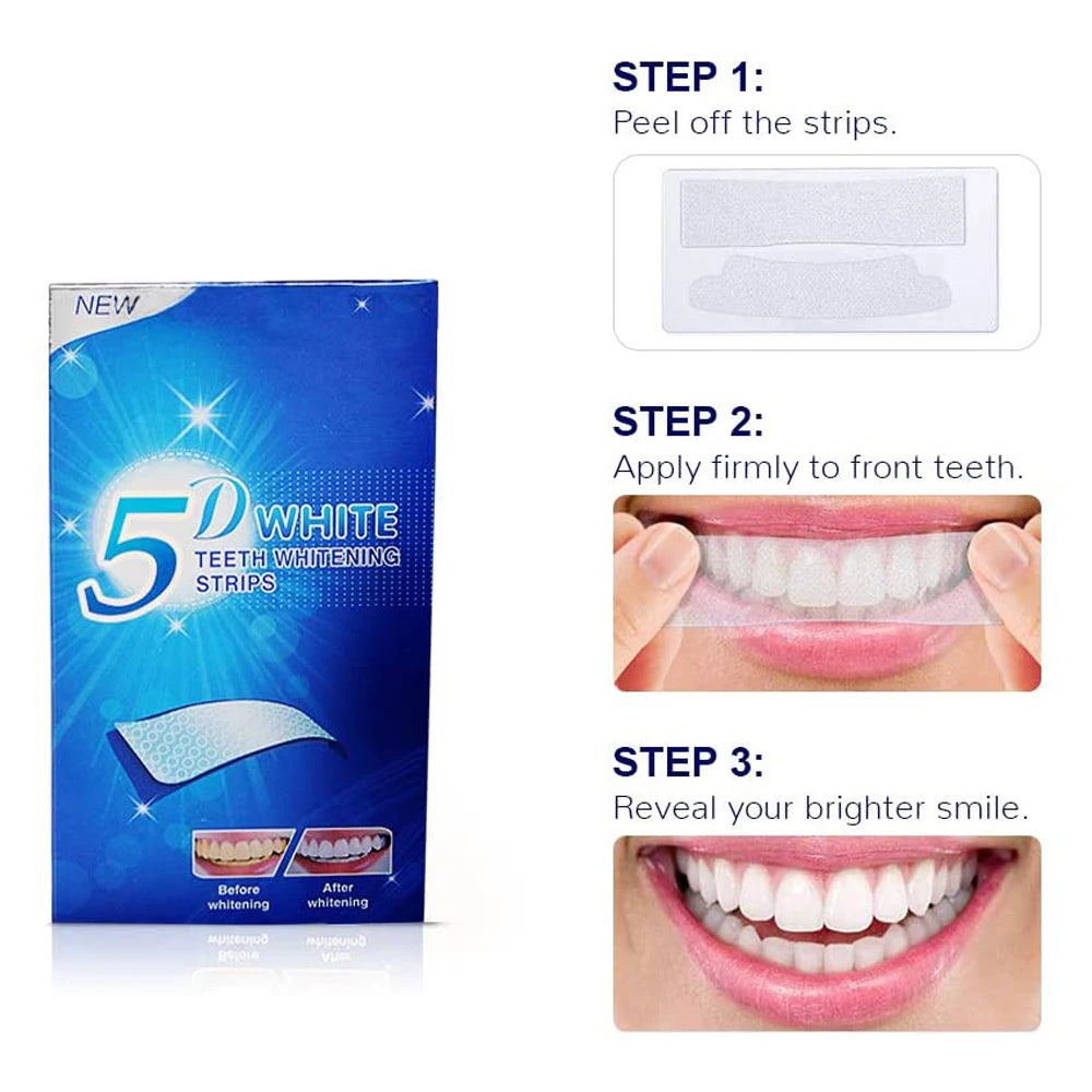 5D Teeth Whitening Strip 7/14/21/28 Pair Whiter Strips for Removing Smoking Coffee Stain, Effective Home Use Tooth Whitening Kit