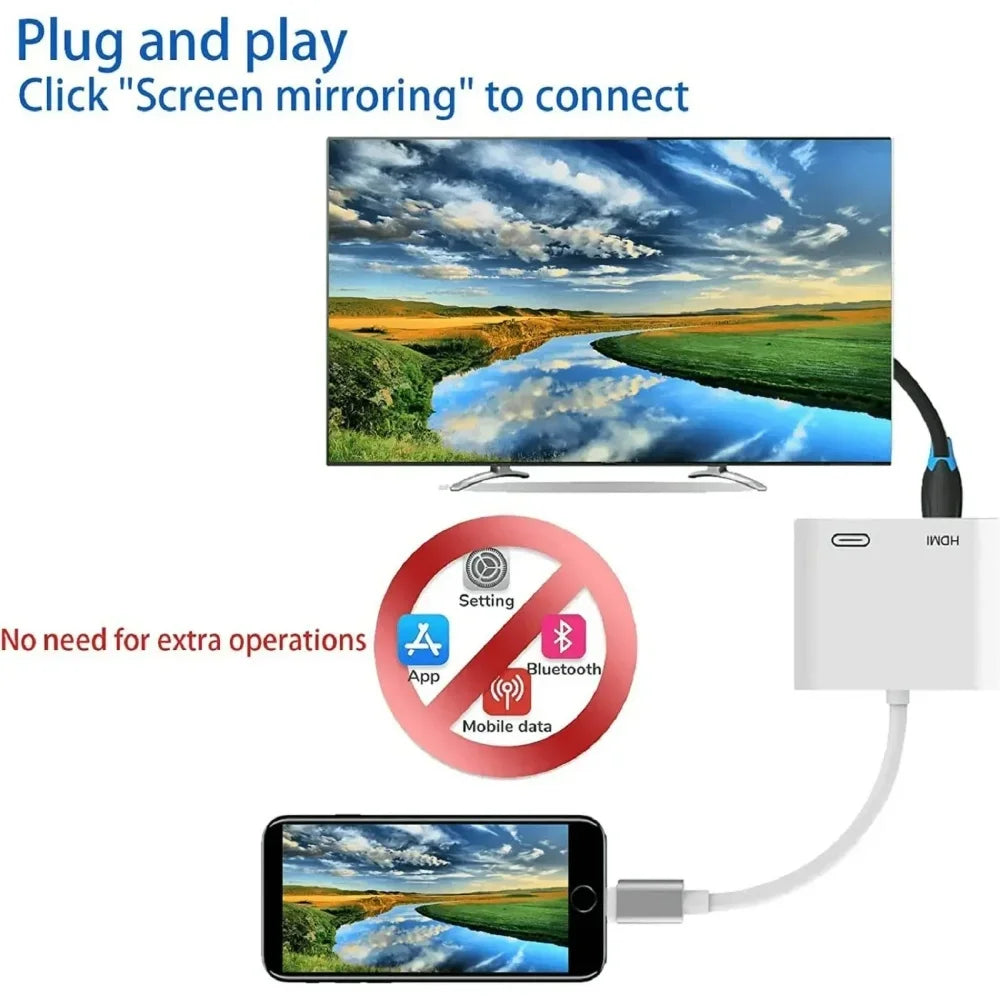HD 1080P Phone To HDMI-Compatible Projection Cable Adapter Audio Sync Screen Connector For Lightning To HDMI-Compatible Adapter