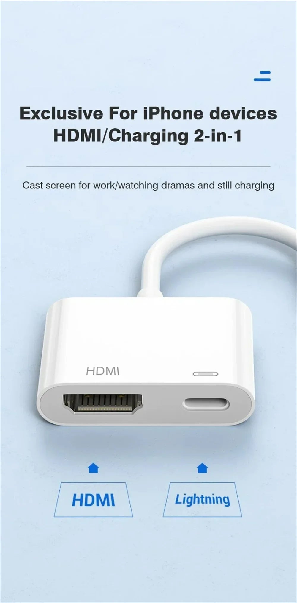 HD 1080P Phone To HDMI-Compatible Projection Cable Adapter Audio Sync Screen Connector For Lightning To HDMI-Compatible Adapter