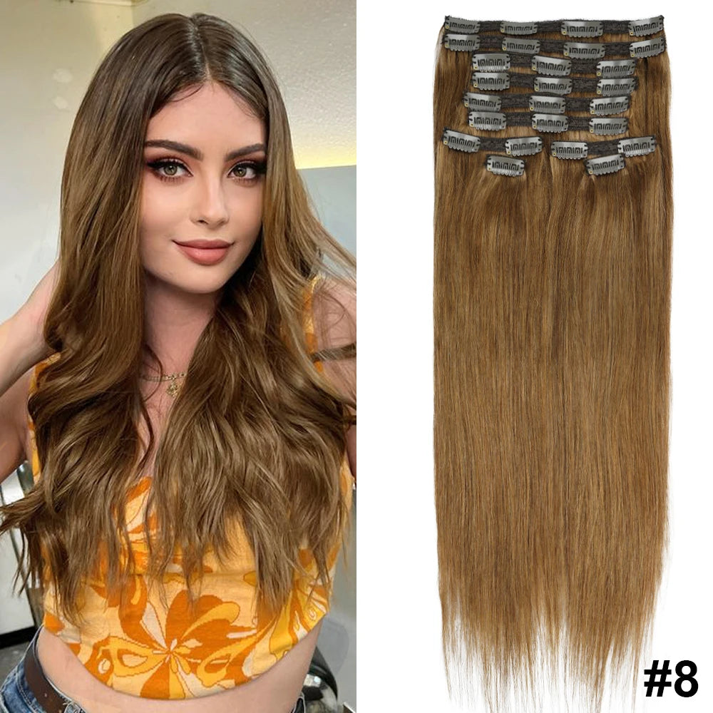 Doreen 160G 200G 240G Volume Series Brazilian Machine Remy Straight Clip In Human Hair Extensions  Full Head 10Pcs 16 to 24 Inch