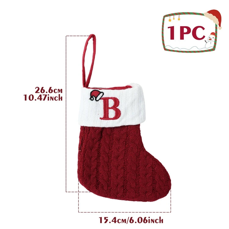 Christmas Alphabet Knitting Socks Christmas Tree Ornaments Christmas Decorations For Home 2025 Noel New Year 2026 Xmas Gift