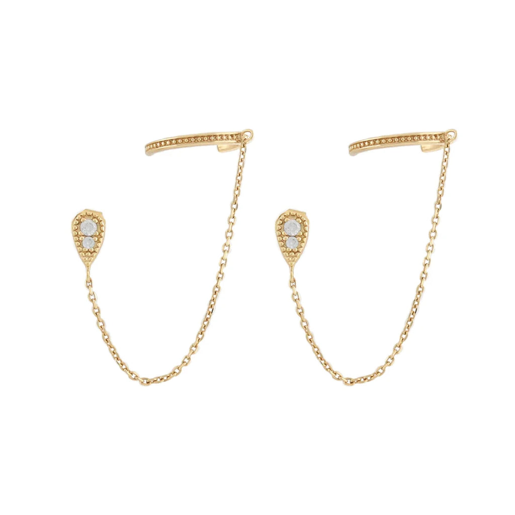 Crmya Chain Stud Earrings for Women Piercing Zirconia Hoop Earrings Women Party Vacation Jewelry Accessories Wholesale