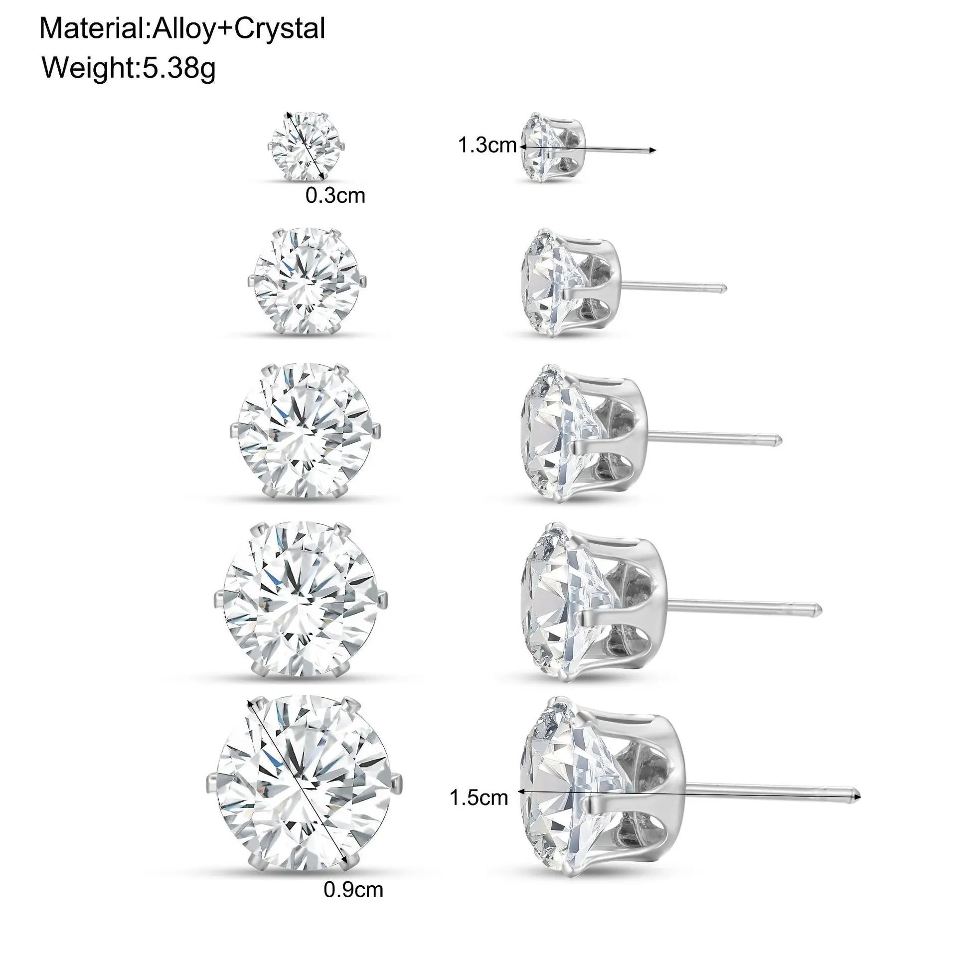 Luxury Sparkling Clear Stud Earrings Fashion Fine Round Zirconia Earrings for Women New Trendy Wedding Ladies Jewelry Gifts