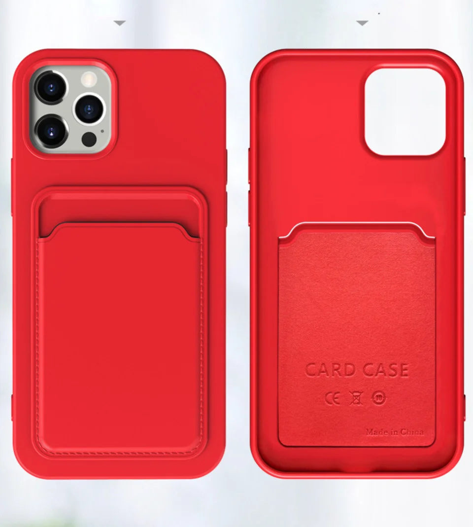 Phone Case For IPhone 16 Pro Max Case IPhone 12 Mini TPU Frosted Soft Protective Cover iPhone 14 Card Pocket 15 Plus