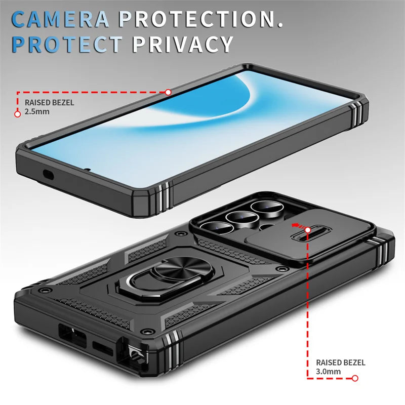 360 Full Protection Phone Case For Samsung Galaxy S25 Ultra S25 Plus Case Armor Car Magnet Ring Stand for GalaxyS25 + S 25 Cover