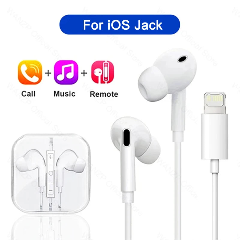 For Apple iPad Laptops Tablet Headphones For iPhone 16 15 14 13 12 11 Pro Max Earphones X XS 7 8 Plus 3.5mm Stereo Wired Earbuds