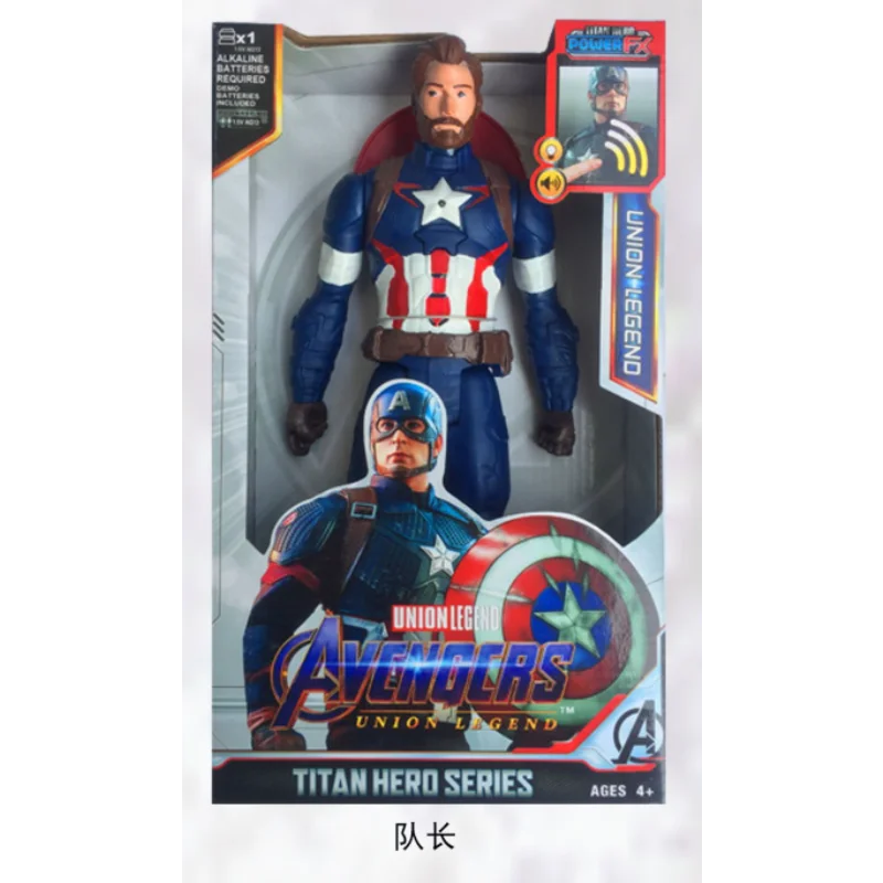 30cm Marvel Avengers Toy Thanos Hulk Spiderman Captain America Iron Man Thor Black Panther with Sound and Light Action Toy Gift