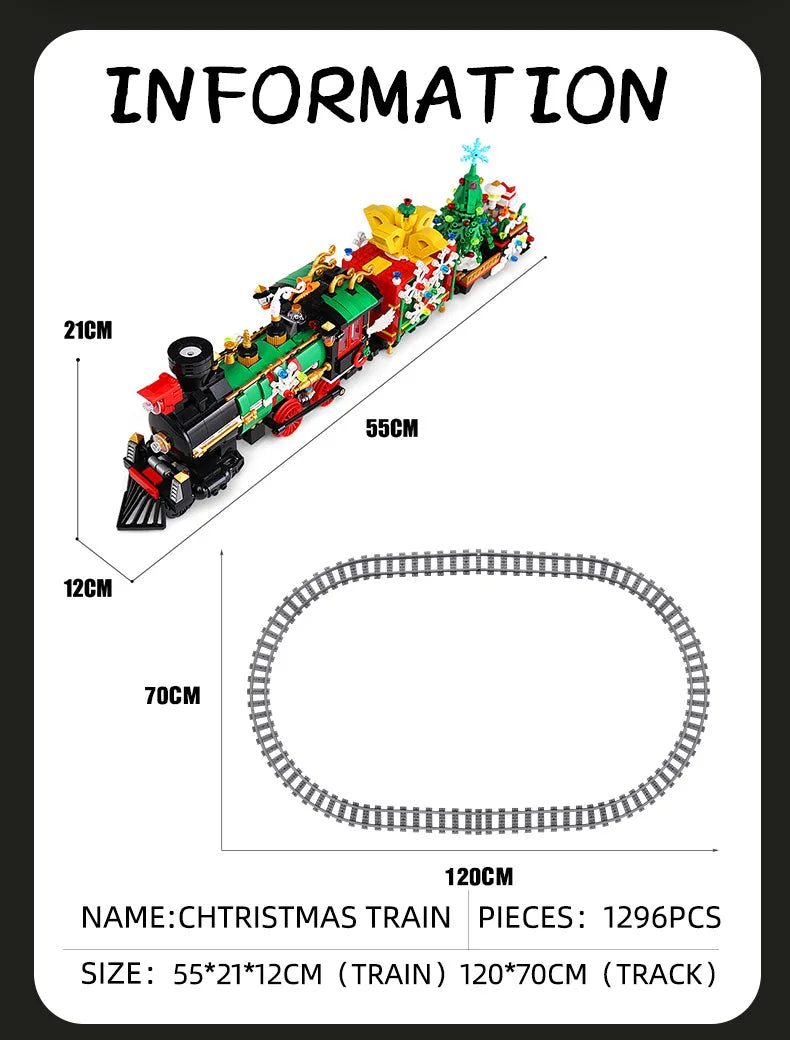 Mould King 12012 Christmas Building Block The Motorized Winter Holiday Train Model Assembly Decoration Kids Christmas Train Gift
