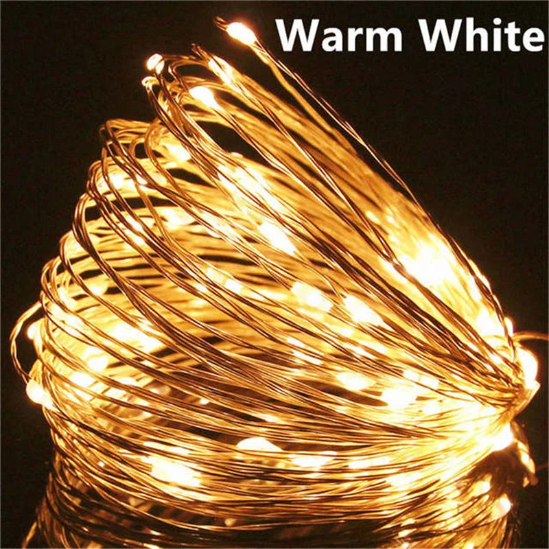 USB Led Fairy Lights Copper Wire String 20M 200LED Holiday Outdoor Lamp Garland For Christmas Tree Wedding Party Decoration