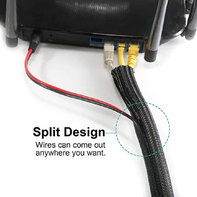 1M 3M 5M Braided Cable Sleeve PET Nylon Wrapping Cable Casing Cable Sleeves Wire for Desk PC TV Wire Protector Cable Wrap Cover