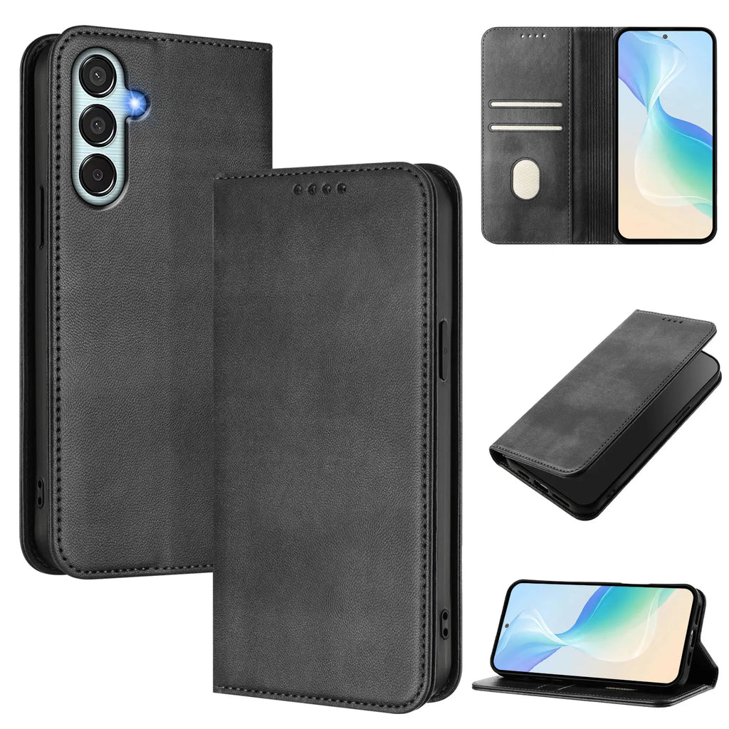 Leather Phone Case For Samsung Galaxy A06 A16 A14 A15 4g 5g A05S A05 A25 A35 A55 A56 A36 A26 A34 A54 Card Slot Flip Wallet Cover