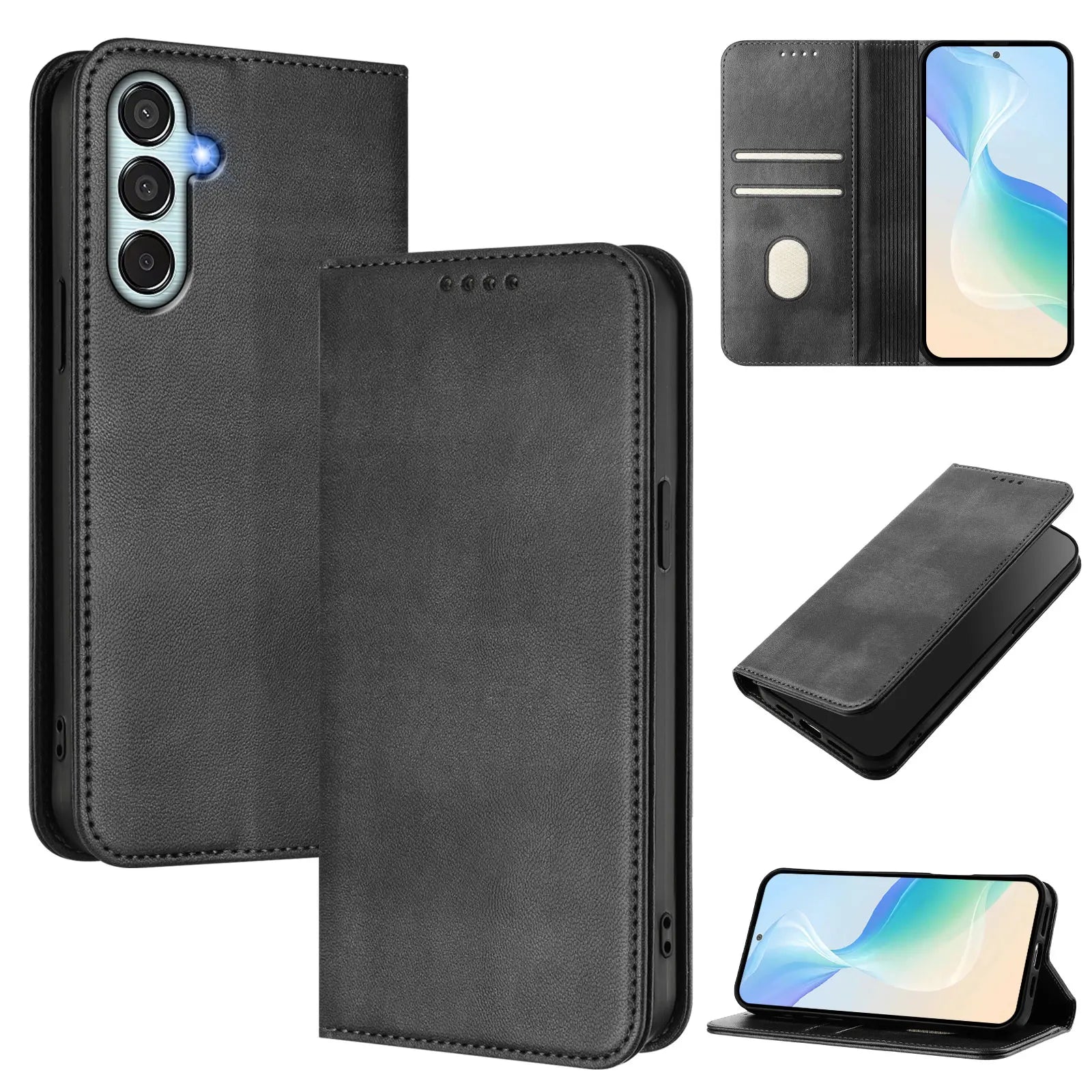 Leather Phone Case For Samsung Galaxy A06 A16 A14 A15 4g 5g A05S A05 A25 A35 A55 A56 A36 A26 A34 A54 Card Slot Flip Wallet Cover