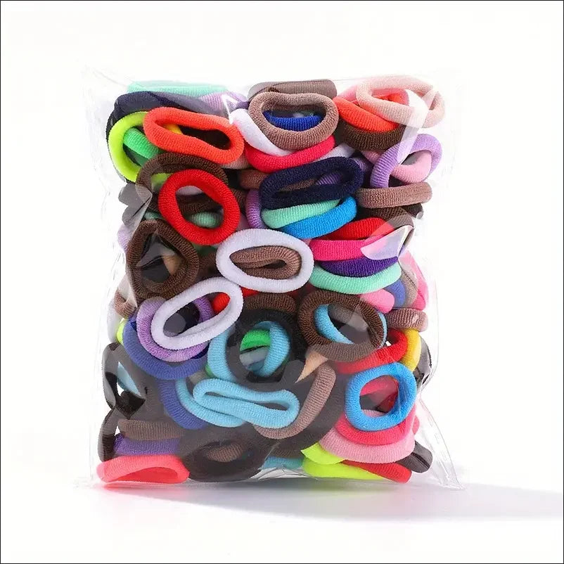100PCS Colorful Basic Nylon Ealstic Hair Ties for Girls Children Ponytail Hold Scrunchie Rubber Band Kids Basic Hair Accessories