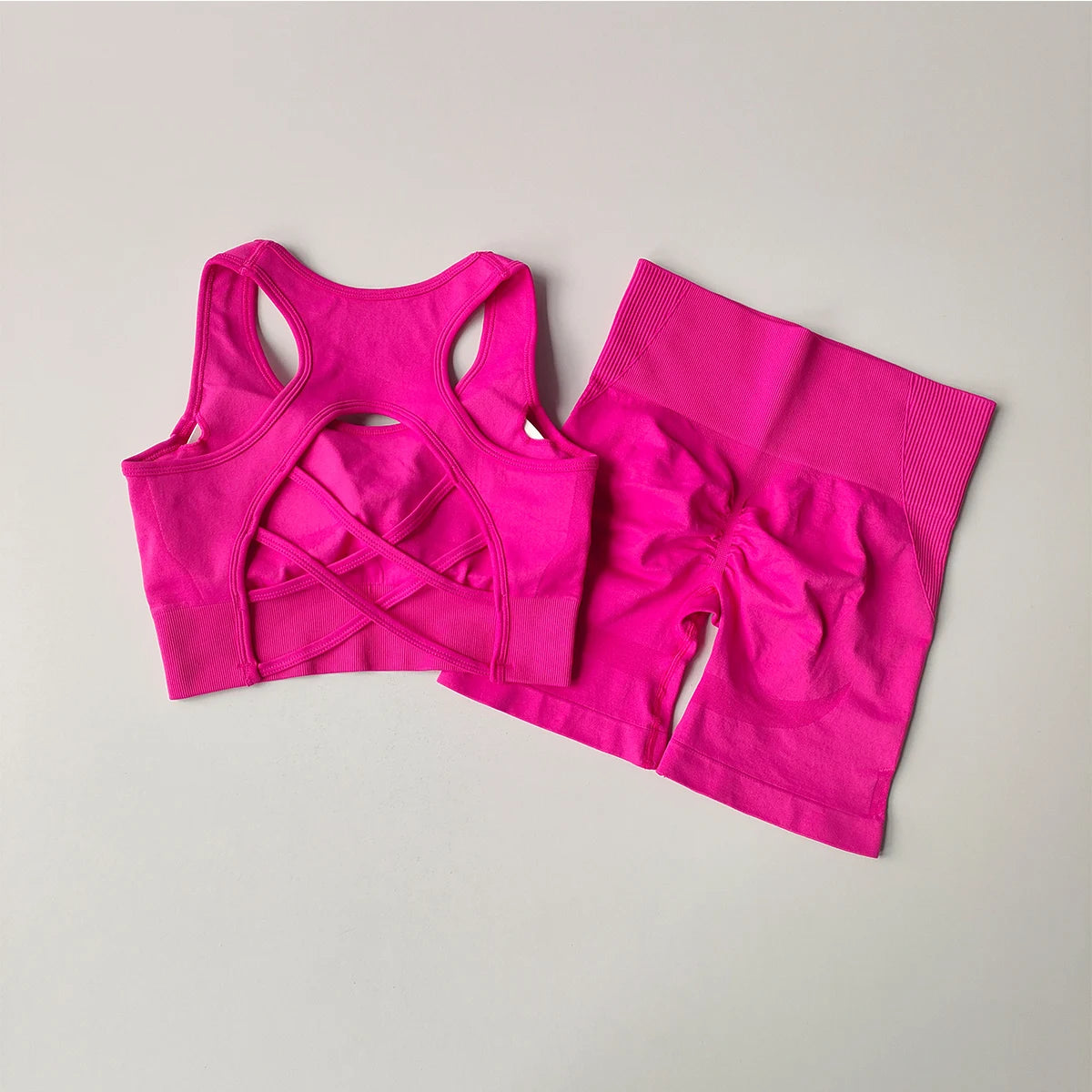 2 PCS Women Seamless Yoga Set Sexy Sport Bra + High Waist Sports Shorts Gym Clothing Fitness Sleeveless Shorts Suit Sporstwear