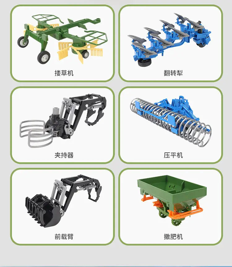 Tractor Toy Car Model Trailer and Accessories Simulation Children's Farmer Car