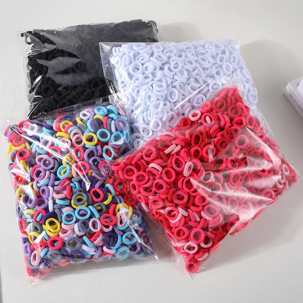 100PCS Colorful Basic Nylon Ealstic Hair Ties for Girls Children Ponytail Hold Scrunchie Rubber Band Kids Basic Hair Accessories