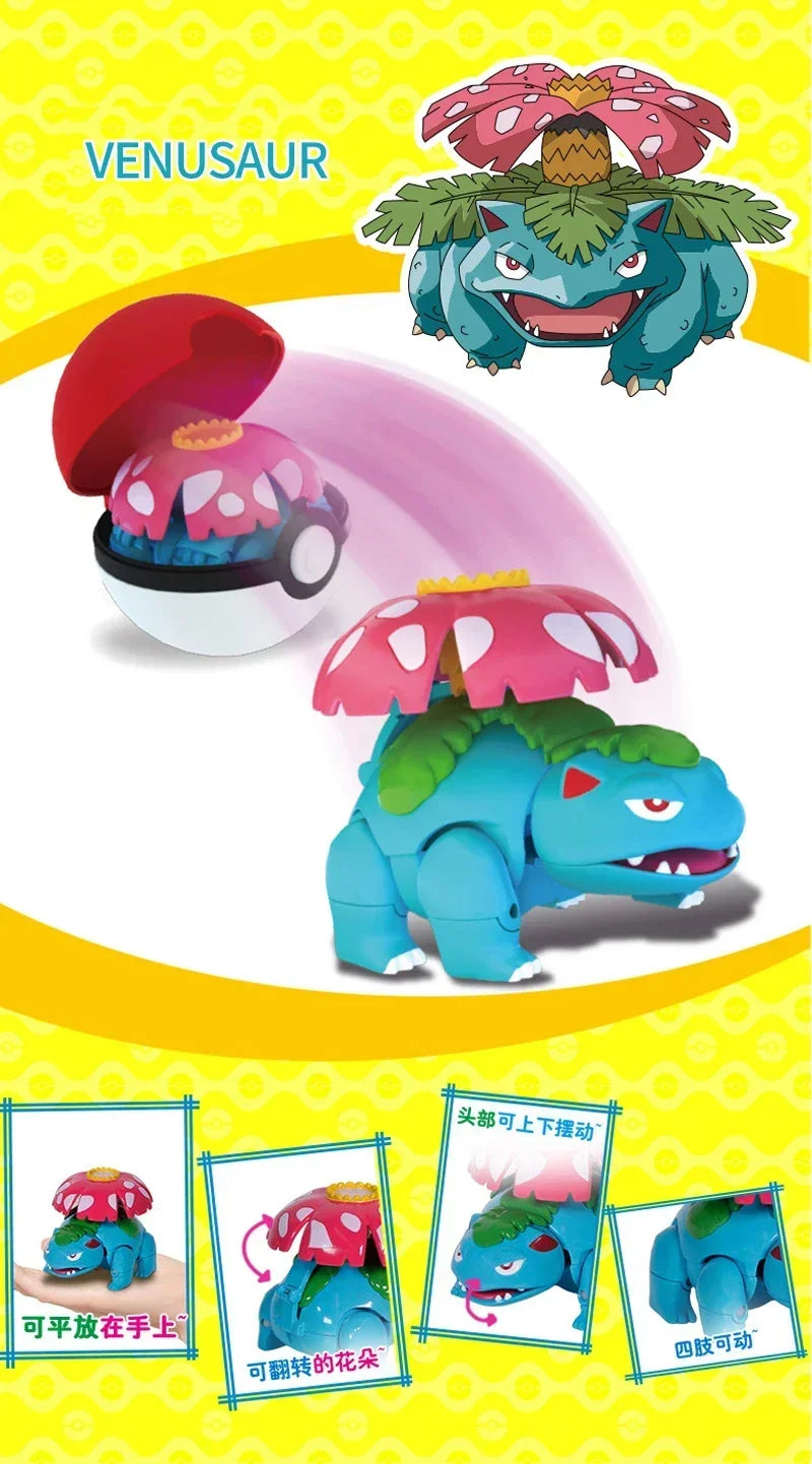 Pokemon Ball Deform Mewtwo Figure Pokeball Action Figurine Pikachu Charizard Gengar Blastoise Greninja Eevee Poke Child Toy Set