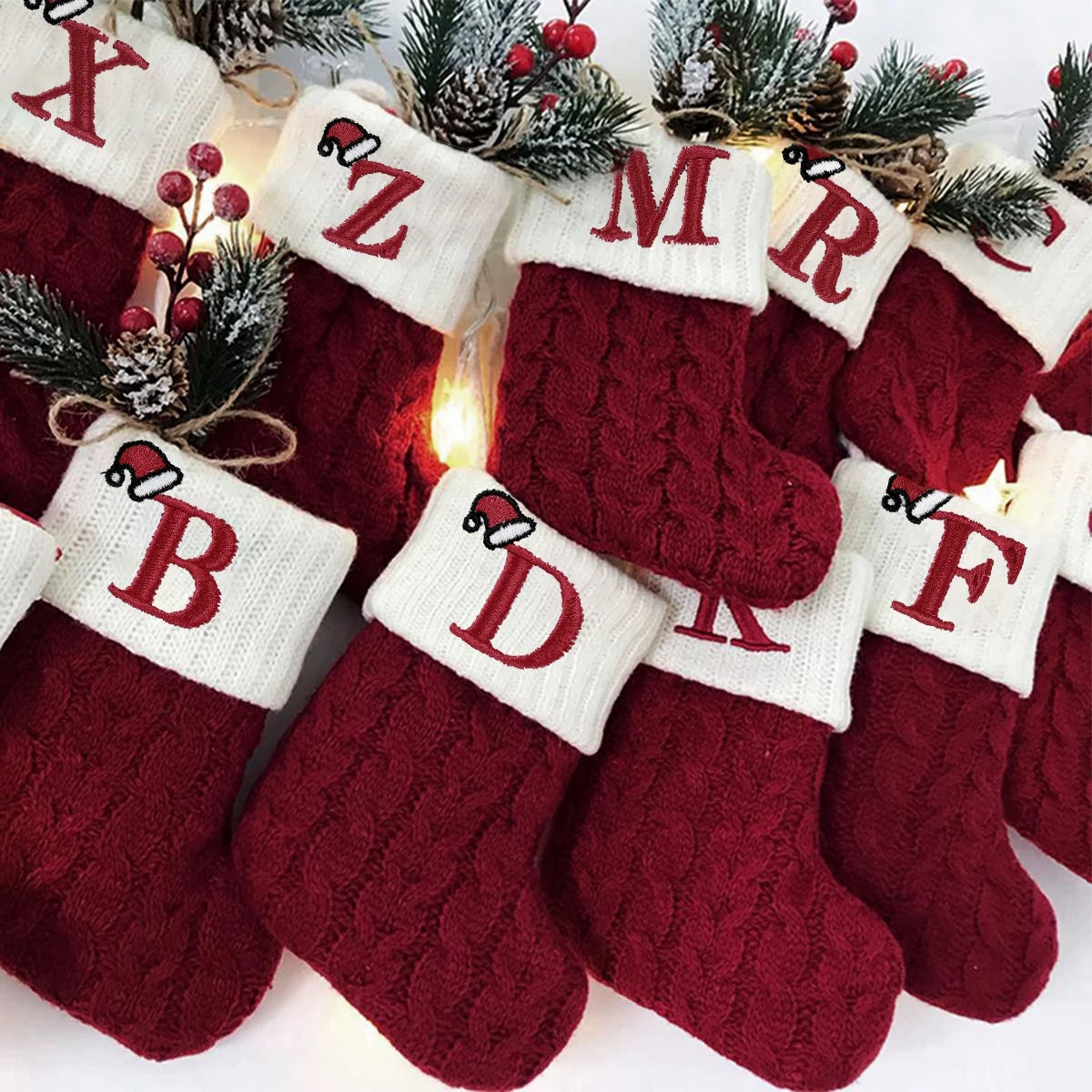 Christmas Alphabet Knitting Socks Christmas Tree Ornaments Christmas Decorations For Home 2025 Noel New Year 2026 Xmas Gift