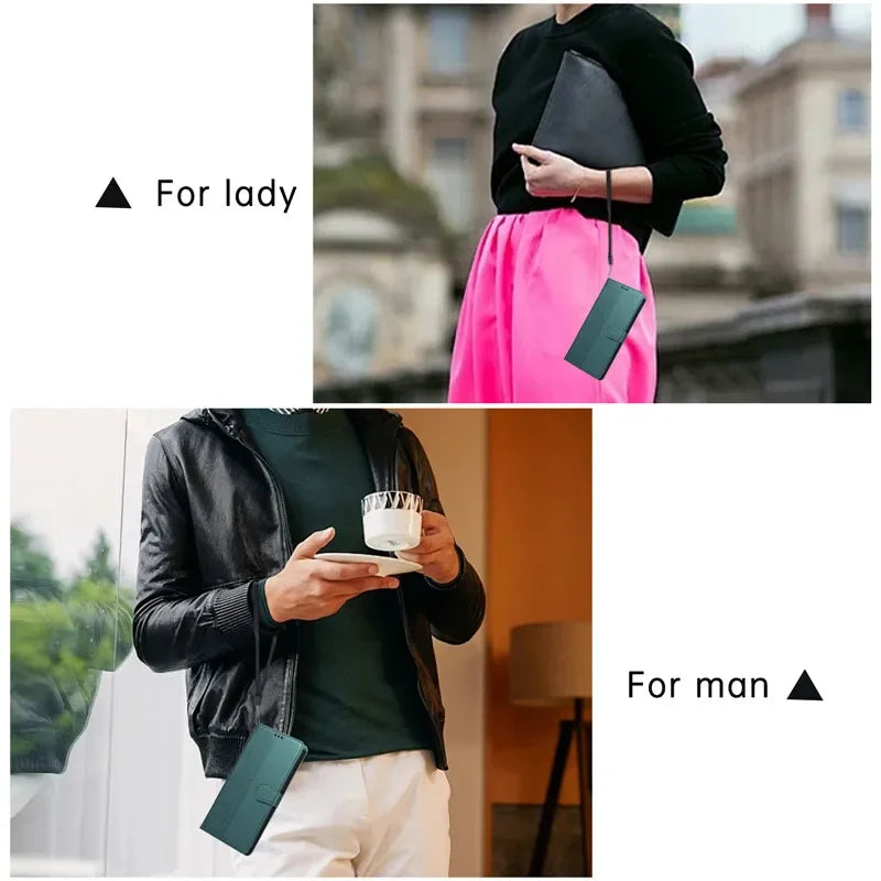 Luxury Leather Wallet Phone Case for iPhone 17 Air 16 15 14 Pro Max 16E 13 12 Mini 11 XS XR Max SE 8 7 Plus Flip Stand Cover