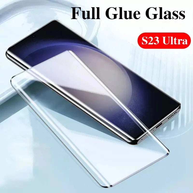 Fingerprint Unlock Full Glue 0.2mm Tempered Glass For Samsung Galaxy S25 S24 S23 S22 S21 S20 Plus Note 20 Ultra Screen Protector