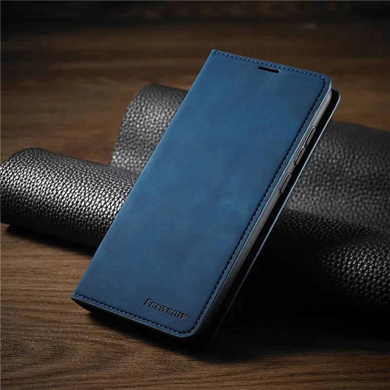 Leather Magnetic Flip Case For iPhone 16 15 14 17 Pro Max Air 16E 13 12 11 XS Max XR SE 8 7 Plus Wallet Card Solt Phone Cover