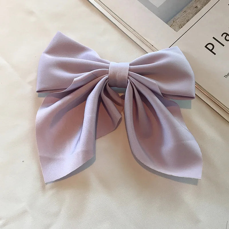 Solid Color Satin Bowknot Hair Clips For Girls Sweet Bow Women Hairpins Butterfly Barrettes Duckbill Clip Kids Hair Accessories
