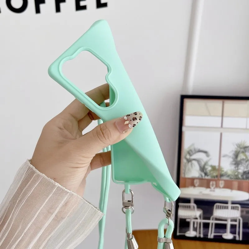 Strap Case For Samsung Galaxy S25 Ultra S21 S22 S23 Plus S24 FE S25FE A17 A56 Crossbody Lanyard Double Buckle Cord Soft Cover