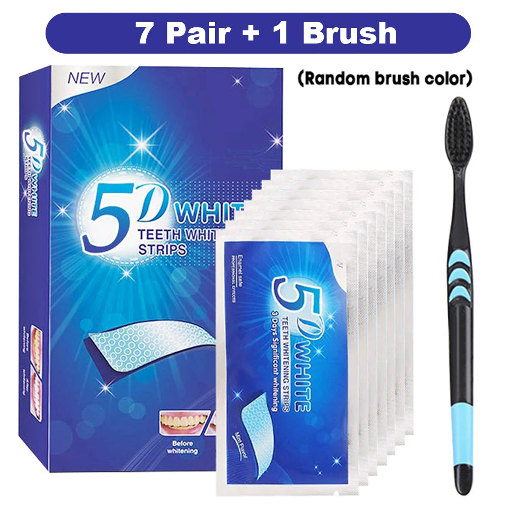 5D Teeth Whitening Strip 7/14/21/28 Pair Whiter Strips for Removing Smoking Coffee Stain, Effective Home Use Tooth Whitening Kit