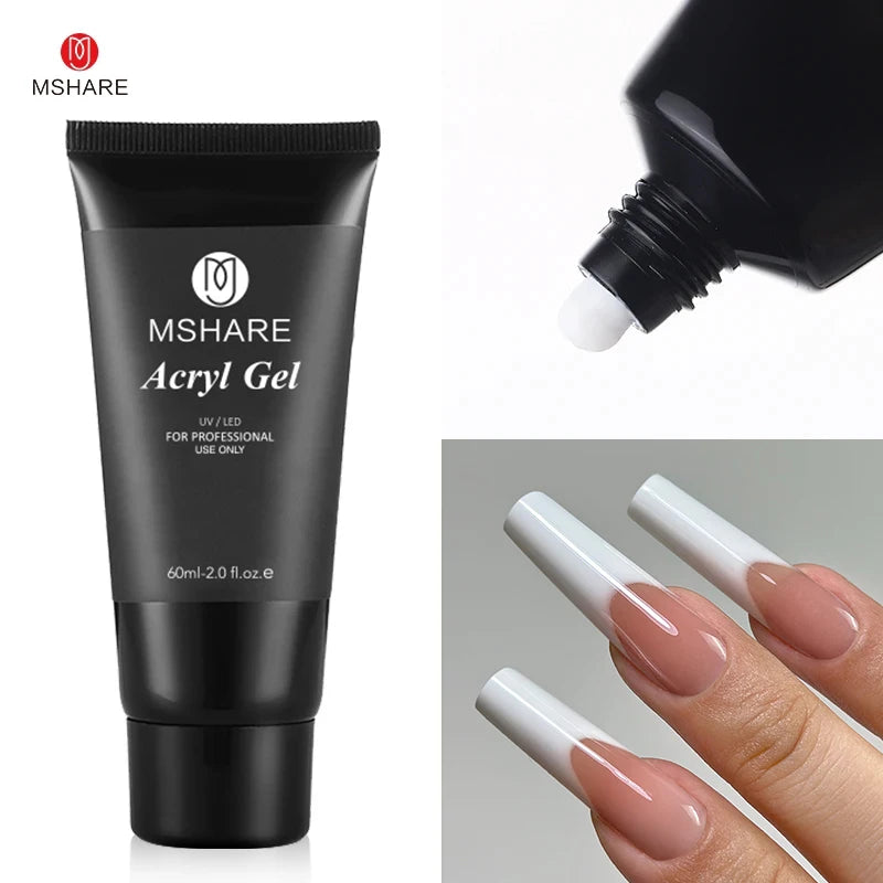 MSHARE Poly Nails Acryl Gel 60ml Builder UV Led Acrylgel Nails Extensions Acrylic Pink White Clear Acrylatic Hema Tpo Free Gel