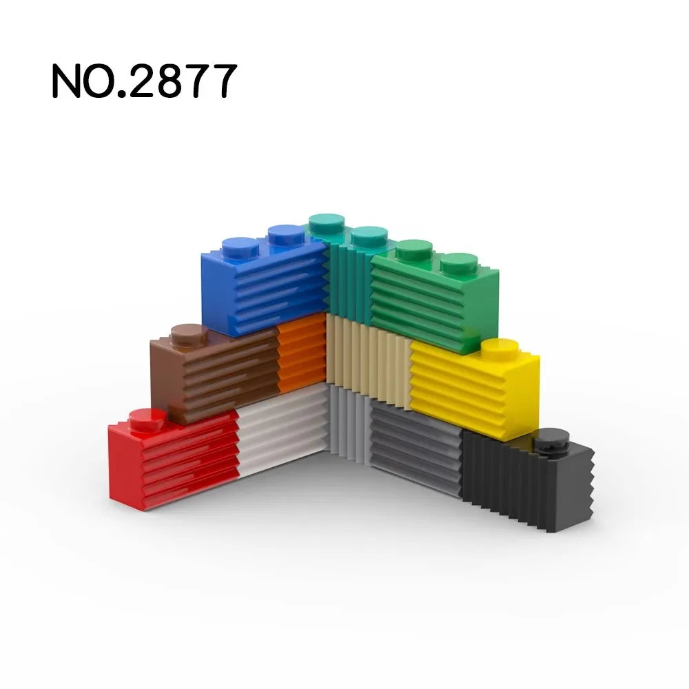 20Pcs MOC Parts 2877 Brick Modified 1 x 2 with Grille / Fluted Profile Compatible Brick DIY Building Block Particle Kid Toy Gift