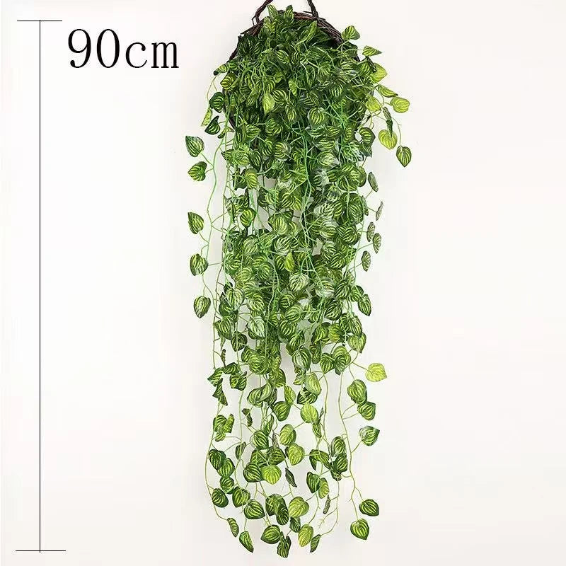 2.1M Green Ivy Leaf Hanging Vine Artificial Garland Silk Wall Plant Home Garden Decoration Wedding Party DIY Fake Wreath Leaves