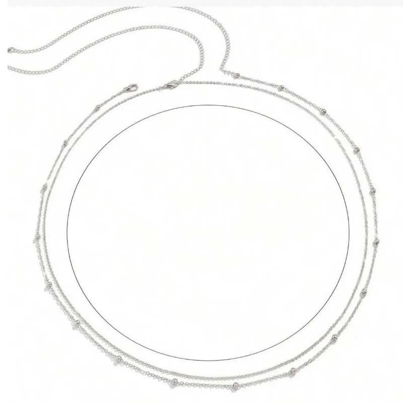 Fashion Metal Double Layered Beads Belly Chains for Women Simple Gold Color Waist Body Chain Beach Party Jewlery Accessories