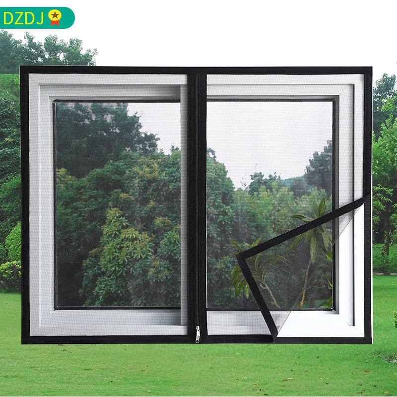 Black, Customized size，Window mesh with zipper Self-adhesive zipper,mosquito nets for windows anti mosquito window door curtain