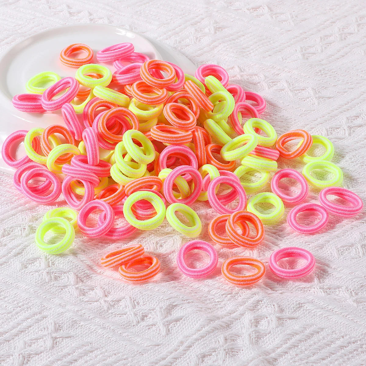 100PCS Colorful Basic Nylon Ealstic Hair Ties for Girls Children Ponytail Hold Scrunchie Rubber Band Kids Basic Hair Accessories