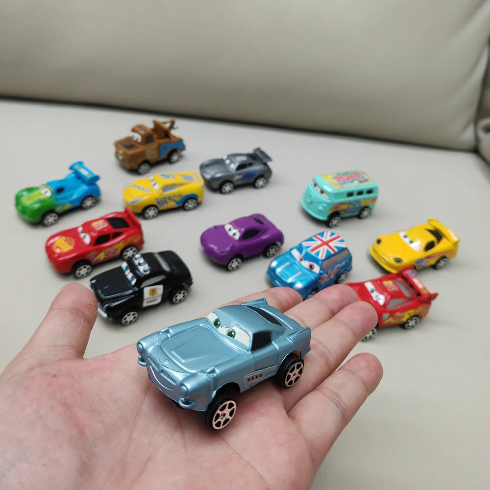 Desney 12pc/set Mcqueen Jackson Hot Sale Pixar Cars Lightning Storm Mater Pvc Model Back-Force Car Toy for Kids Birthday Gifts