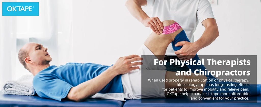 2 Rolls OK TAPE PRO Kinesiology Tape, New Packaging 5cmX16ft Free Cut Tape, Updated Elastic Athletic Tape Therapeutic Latex Free