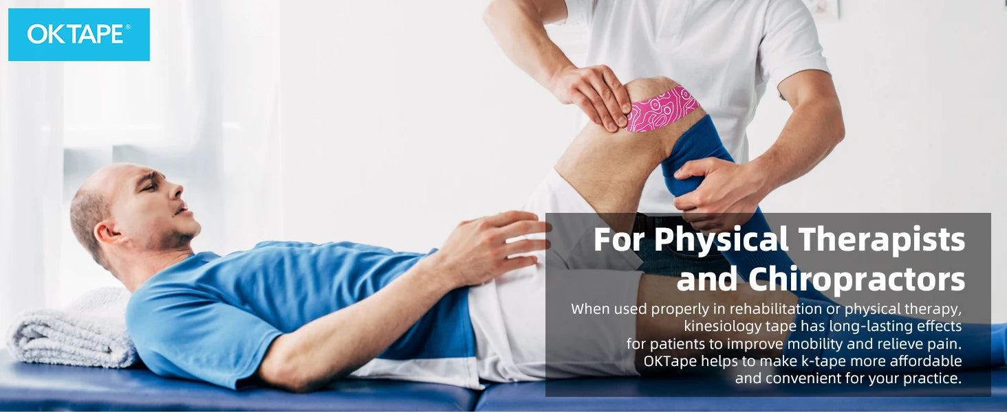2 Rolls OK TAPE PRO Kinesiology Tape, New Packaging 5cmX16ft Free Cut Tape, Updated Elastic Athletic Tape Therapeutic Latex Free