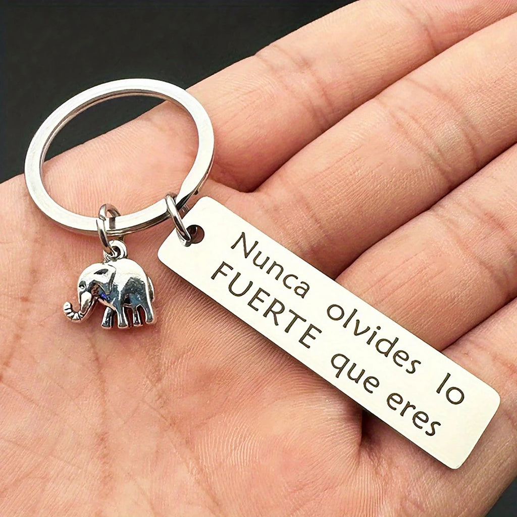 Inspirational Positive Energy Elephant Powdered Elephant Stainless Steel Keychain For Men, Car Backpack Pendant Decoration