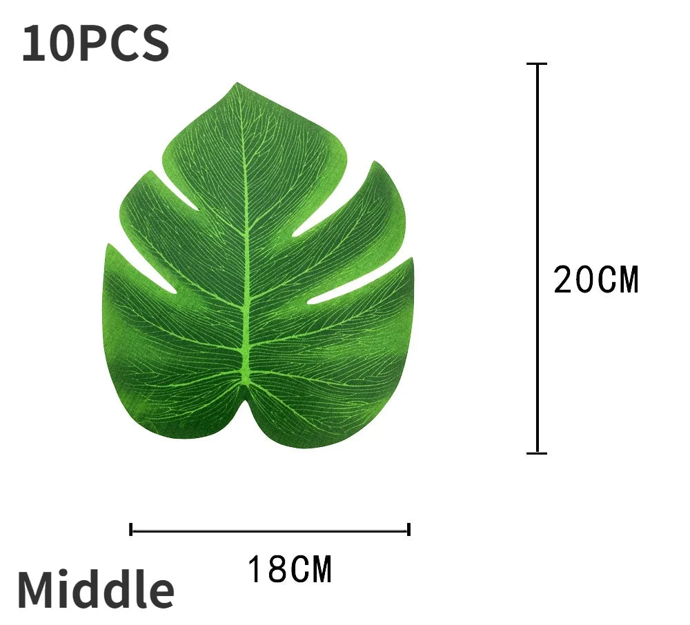 10PCS Tropical Palm Leaves Summer Monstera Artificial Silk Turtle Leaves for Home Hawaiian Luau Beach Wedding Party Decor