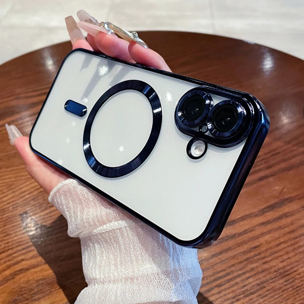 Luxury Clear Plating Magnetic Phone Case for Samsung Galaxy S25 S24 S23 FE S22 S21 S20 Plus Note 20 Ultra A55 A35 A15 A05 Cover