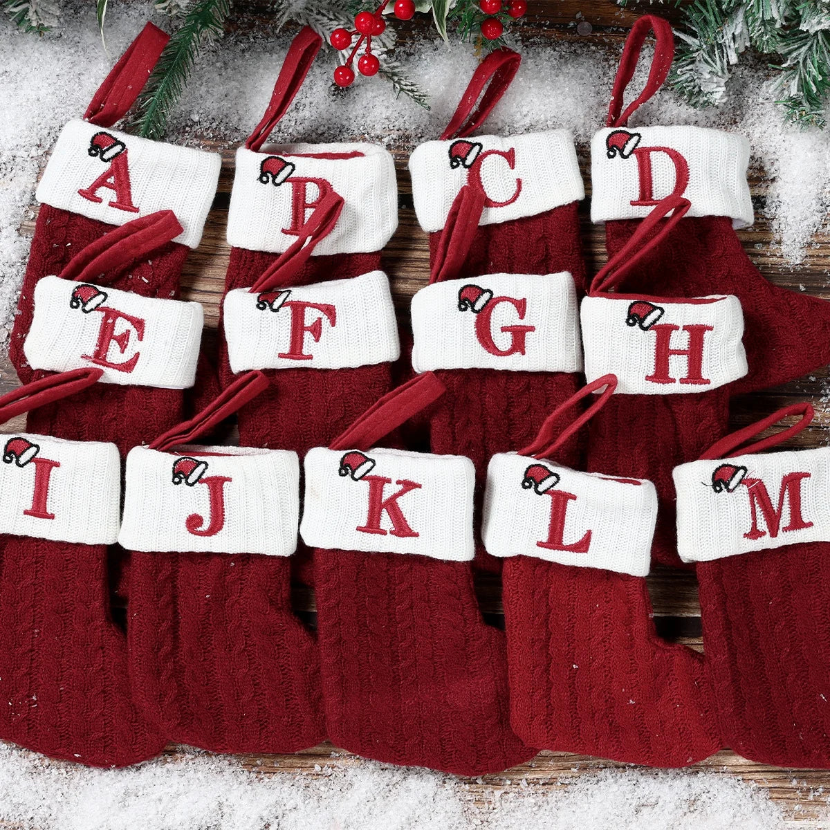 Christmas Alphabet Knitting Socks Christmas Tree Ornaments Christmas Decorations For Home 2025 Noel New Year 2026 Xmas Gift